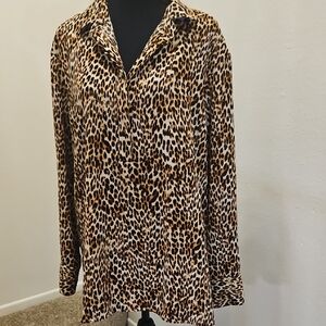Worthington Leopard Print Button Down Shirt
